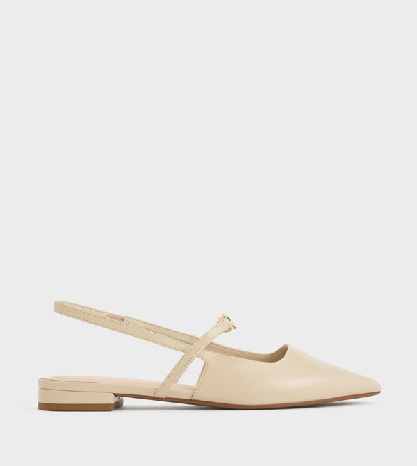 Metal Detail Slingback Flats