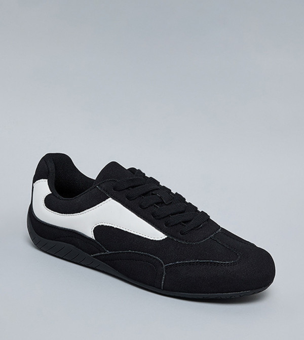 Color Block Lace Up Casual Shoes
