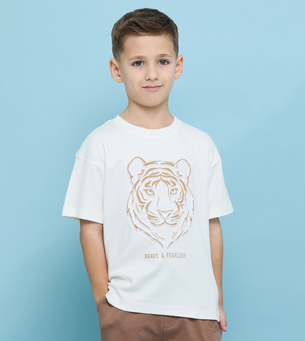 Printed T-Shirt with Crew Neck and Short Sleeves