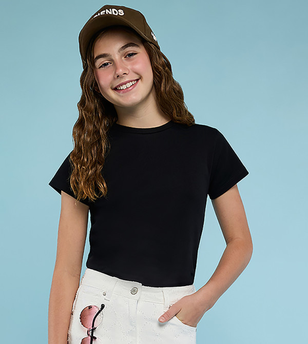 Solid T-Shirt with Crew Neck and Short Sleeves