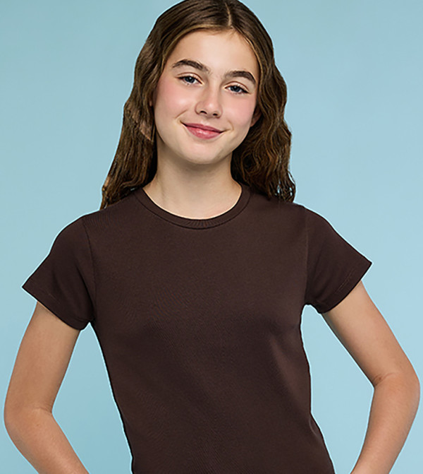 Solid T-Shirt with Crew Neck and Short Sleeves