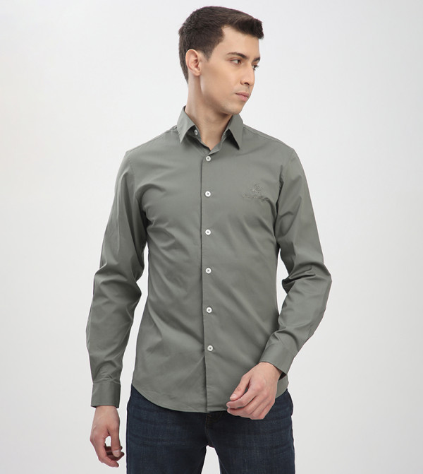Logo Embroidered Long Sleeves Shirt