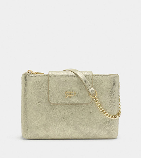 Metallic Zip Closure Crossbody Bag