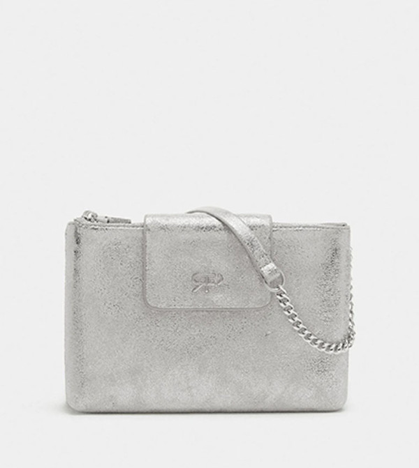 Metallic Zip Closure Crossbody Bag
