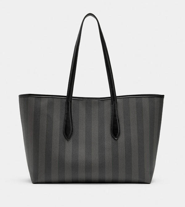 Striped Tote Bag with Removable Bag