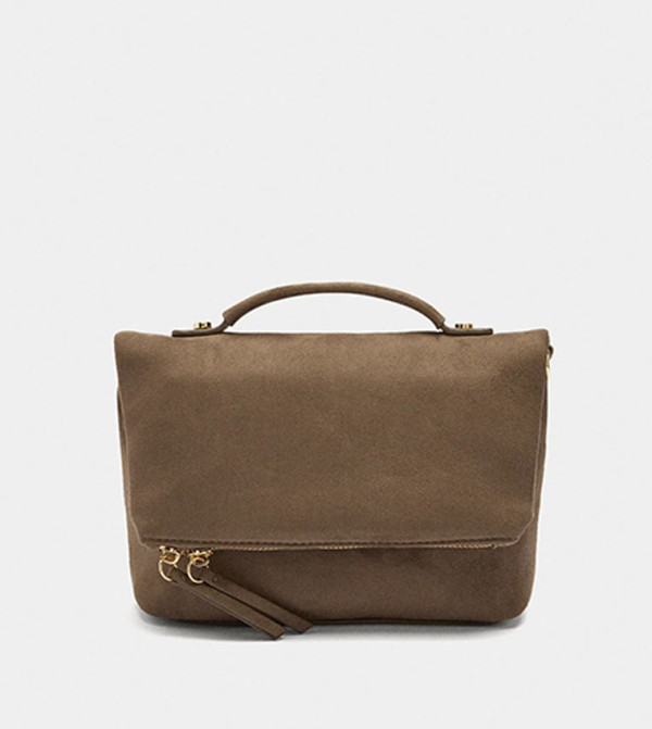 Textured Flap Top Handle Bag