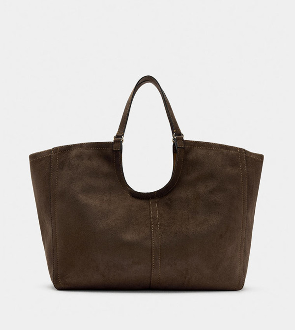 Leather Effect Tote Bag with Pouch