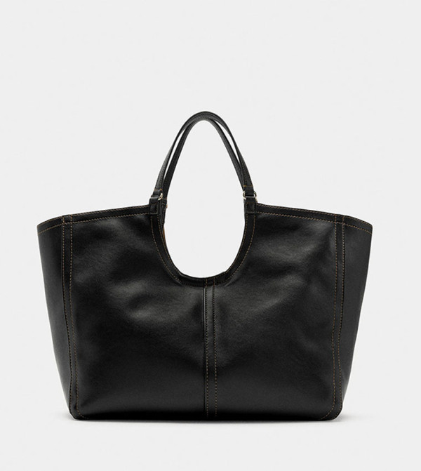 Textured Tote Bag with Pouch