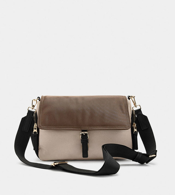 Color Block Flap Nylon Crossbody Bag
