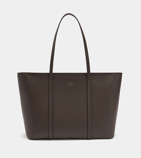 Textured Zip Closure Tote Bag