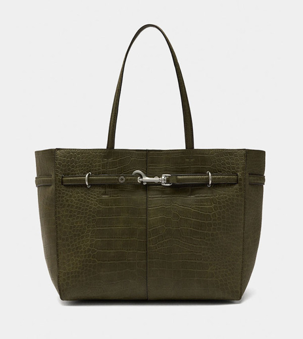 Textured Tote Bag with Belt