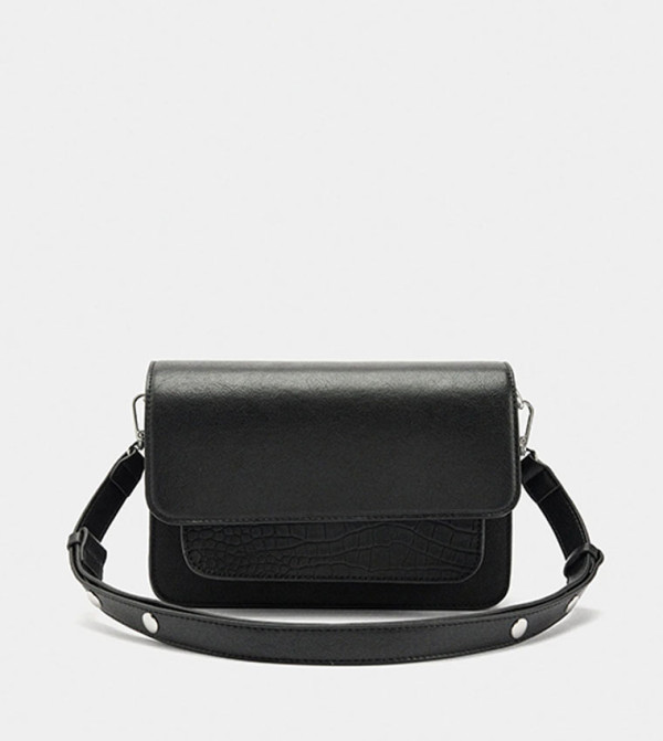 Textured Flap Crossbody Bag