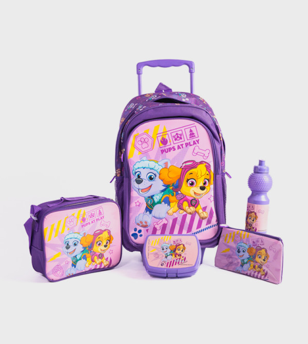 18 Inch Trolley Bag Set With Lunch Bag, Pencil Case, Water Bottle & Lunch Box – Multicolor