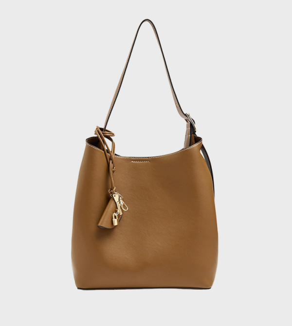 Textured Snap Closure Shoulder Bag