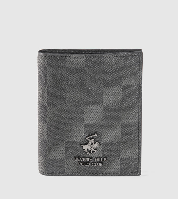 Checkered Leather Bi-Fold Wallet