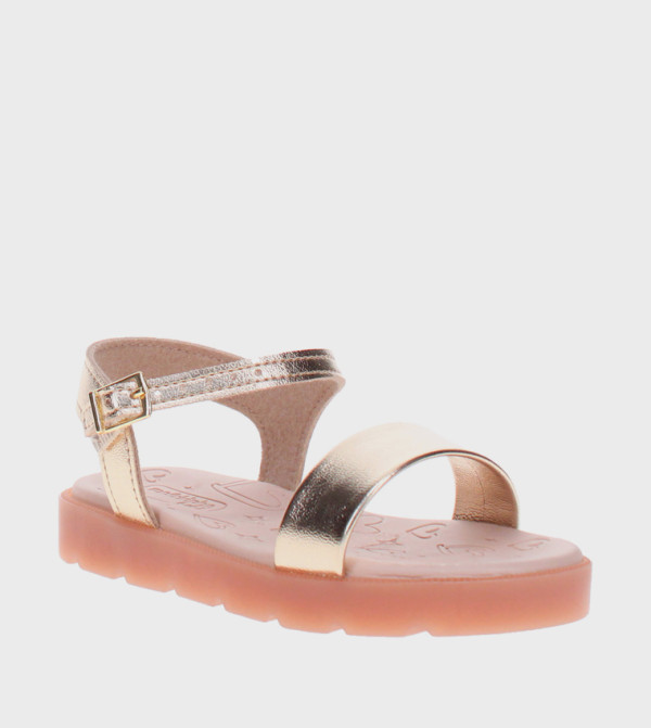 Textured Ankle Strap Casual Sandals