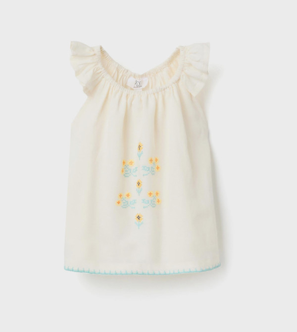 Embroidered Linen A-Line Dress