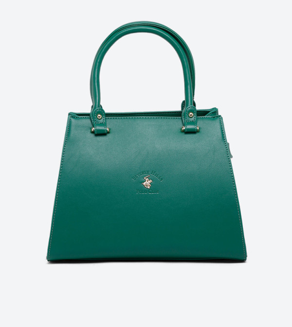 Ladies Handbag With 2 Handles + Detachable Shoulder Strap-Ksa Green