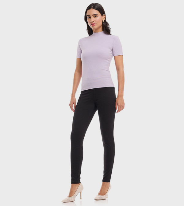 Solid Skinny Fit Pants with Elastic Waist