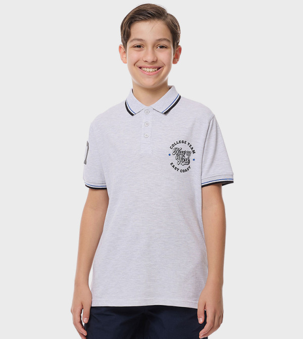 Printed Polo T-Shirt with Short Sleeves