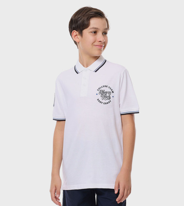 Printed Polo T-Shirt with Short Sleeves