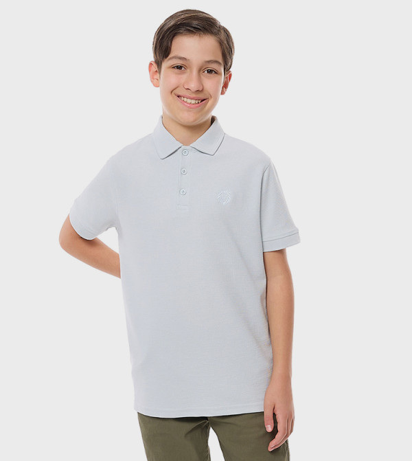 Embroidered Detail Polo T-Shirt with Short Sleeves