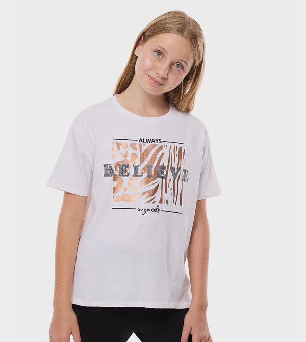 Sequined T-Shirt with Crew Neck and Short Sleeves