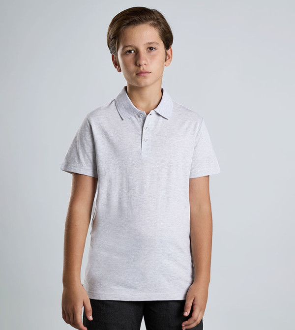 Solid Polo T-Shirt with Crew Neck and Short Sleeves