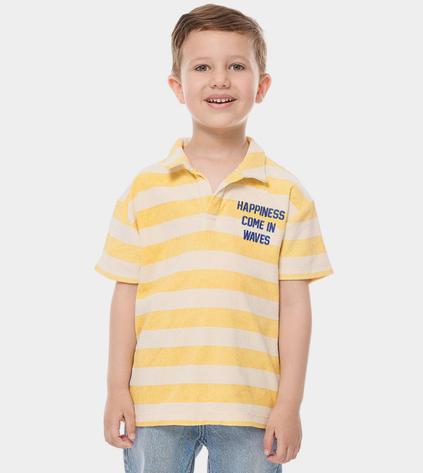 Color Block Polo T-Shirt with Short Sleeves