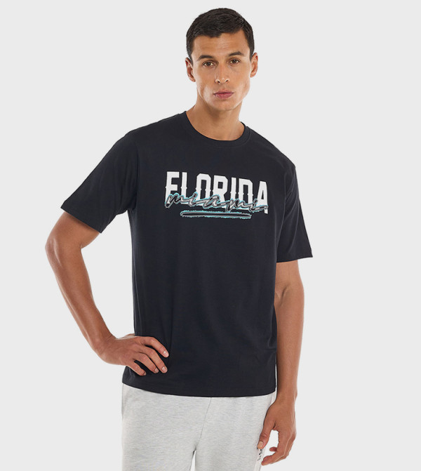 Printed T-Shirt with Crew Neck and Short Sleeves