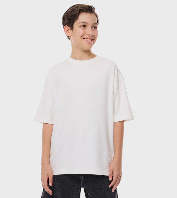 Solid Oversized T-Shirt with Crew Neck and Short Sleeves