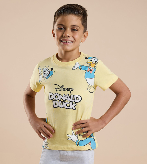 Donald Duck Print T-Shirt with Crew Neck and Short Sleeves