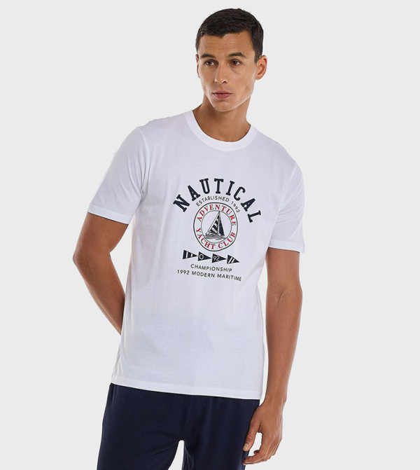 Printed T-Shirt with Crew Neck and Short Sleeves