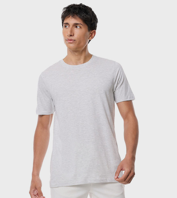 Solid T-Shirt with Crew Neck and Short Sleeves