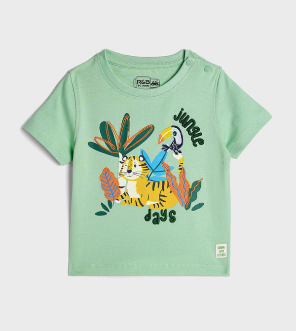 Embroidered T-Shirt with Crew Neck and Short Sleeves