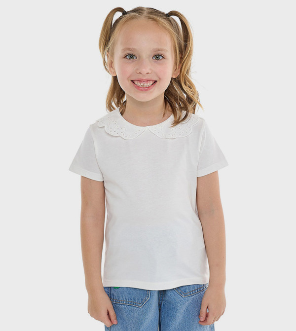 Solid Top with Baby Collar and Short Sleeves