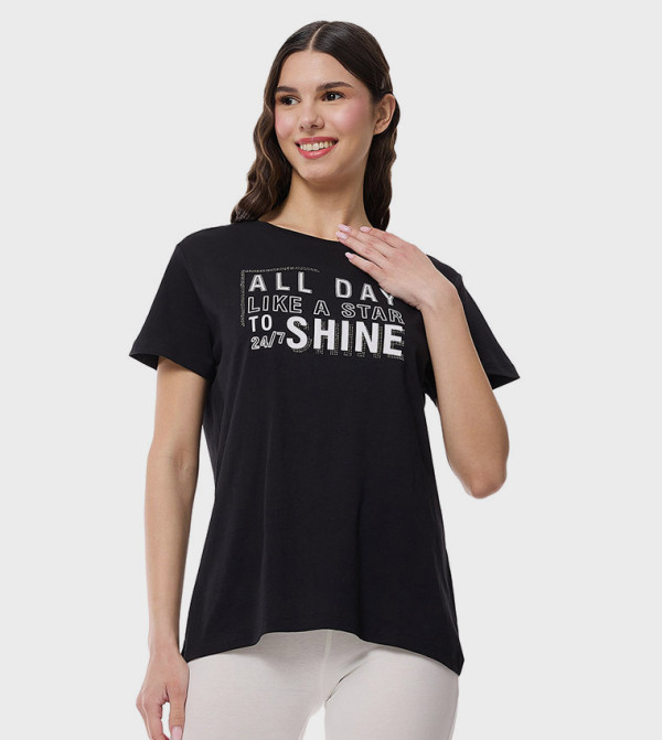 Printed T-Shirt with Crew Neck and Short Sleeves