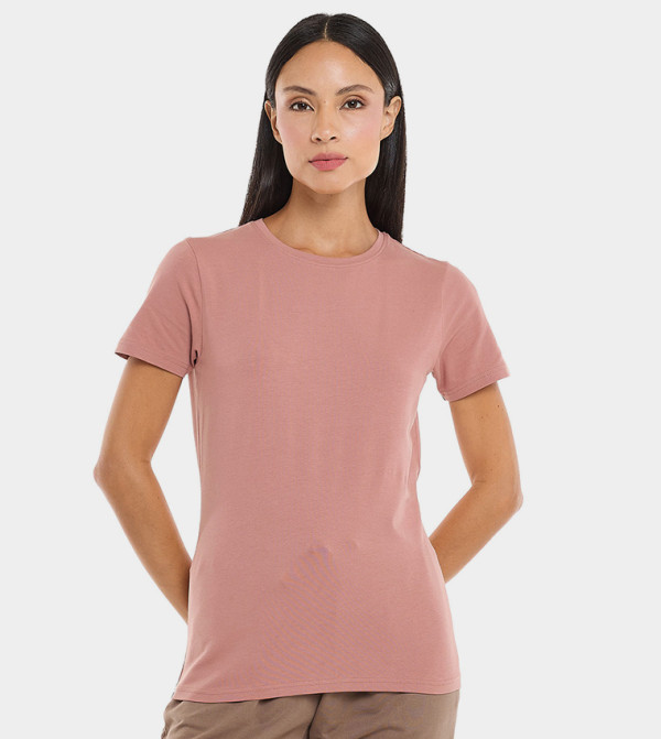 Solid T-Shirt with Crew Neck and Short Sleeves