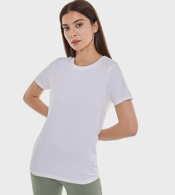 Solid T-Shirt with Crew Neck and Short Sleeves