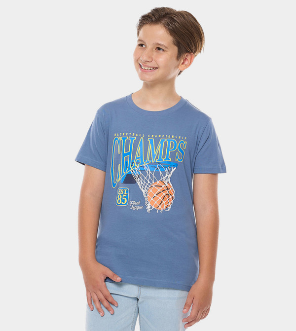 Printed T-Shirt with Crew Neck and Short Sleeves