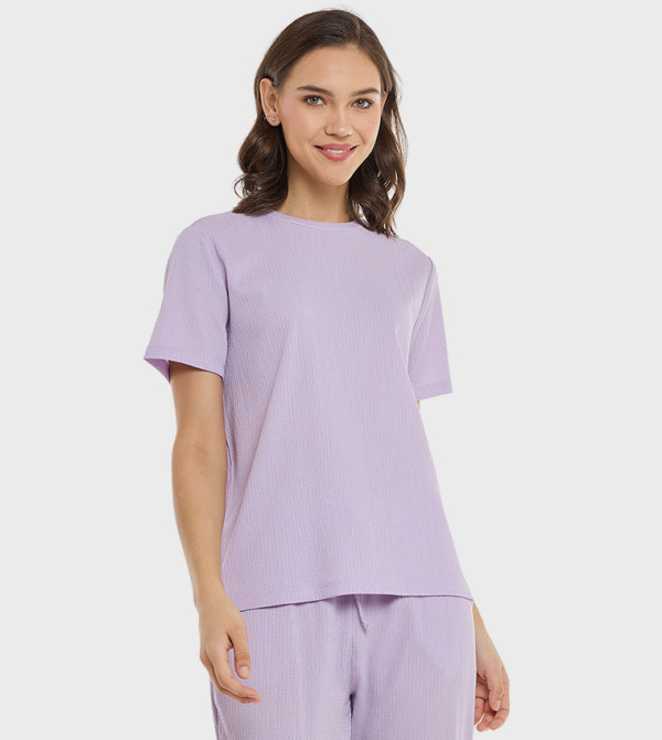 Texture T-Shirt with Crew Neck and Short Sleeves