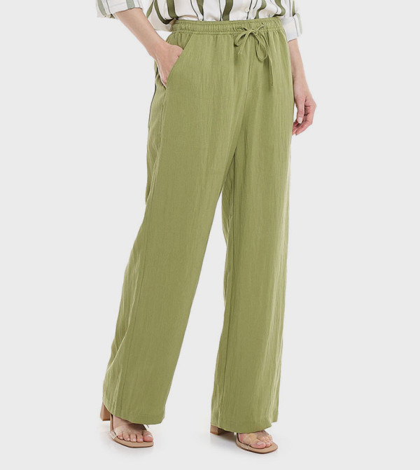Solid Pants with Drawstring Waist