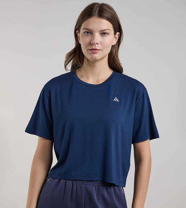 Logo Detail Active T-Shirt with Crew Neck and Short Sleeves
