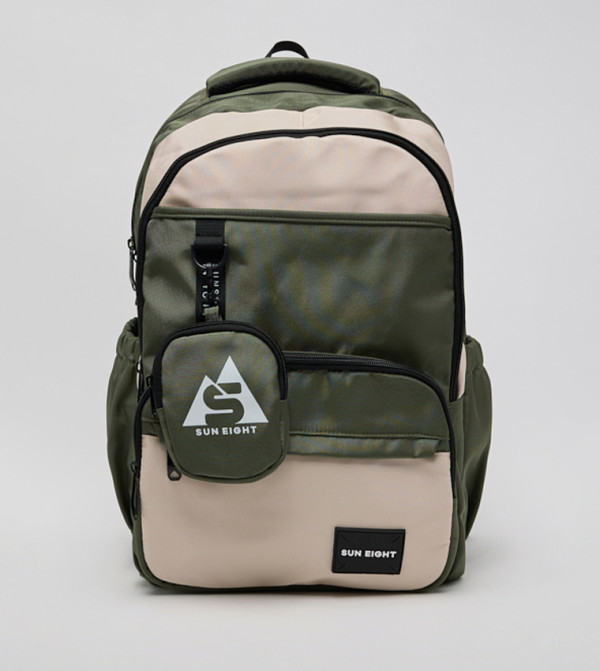 Color Block Backpack with Coin Pouch