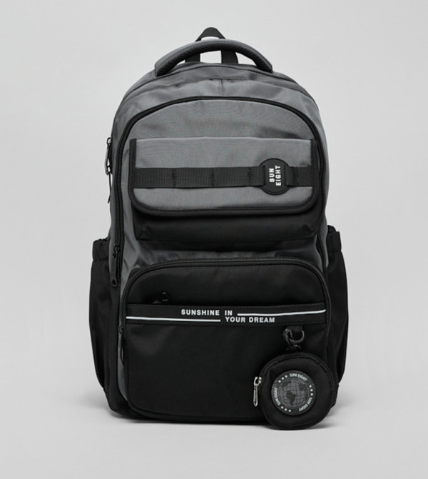 Color Block Backpack with Coin Pouch