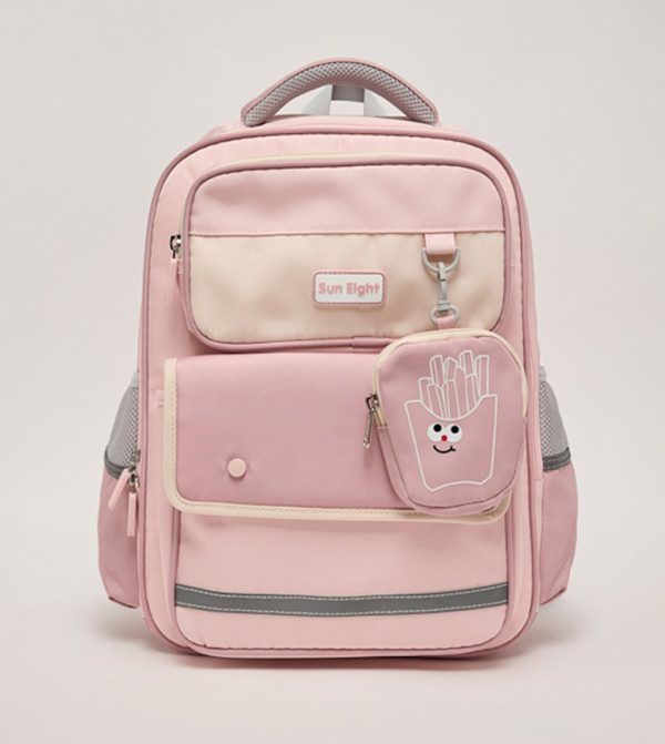 Color Block Backpack with Coin Pouch