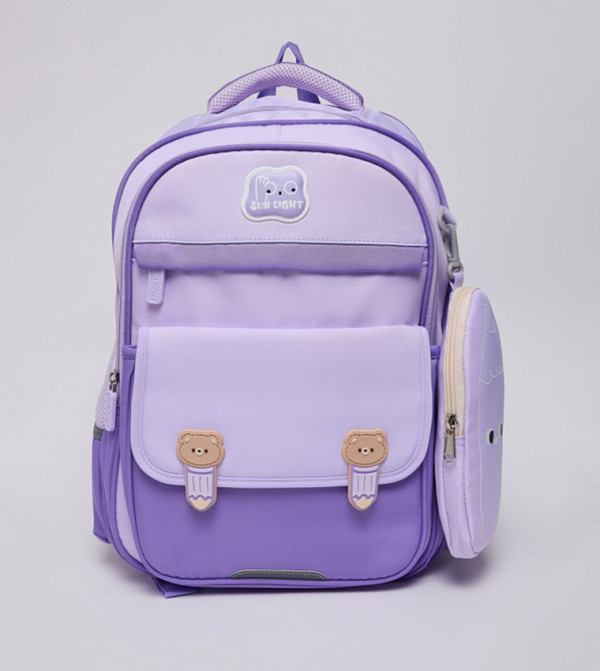 Color Block Backpack with Coin Pouch
