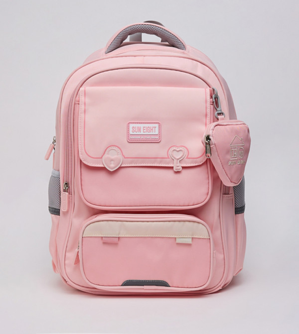 Solid Backpack with Coin Pouch