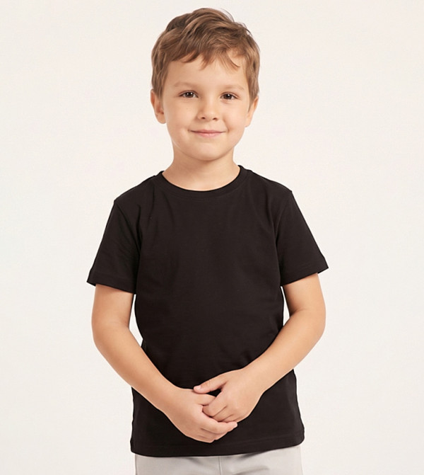 Solid T-Shirt with Crew Neck and Short Sleeves