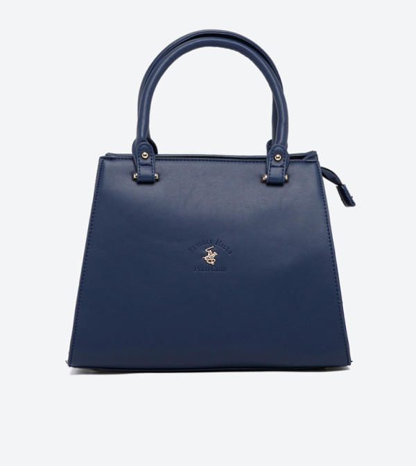 Ladies Handbag With 2 Handles + Detachable Shoulder Strap-Blue